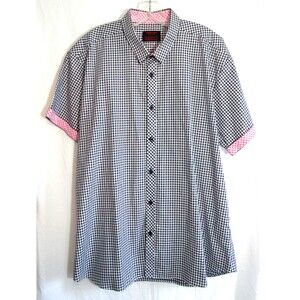 Jared Lang After Hours Blue Gingham Short Sleeve Button Down Shirt 2XL EUC